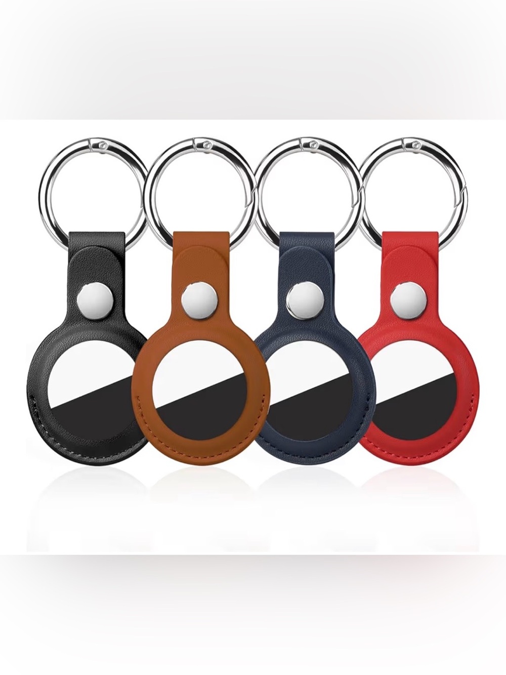 Leather AirTag Key & Card Holder - Black, Brown, Blue, Red. AirTag not included